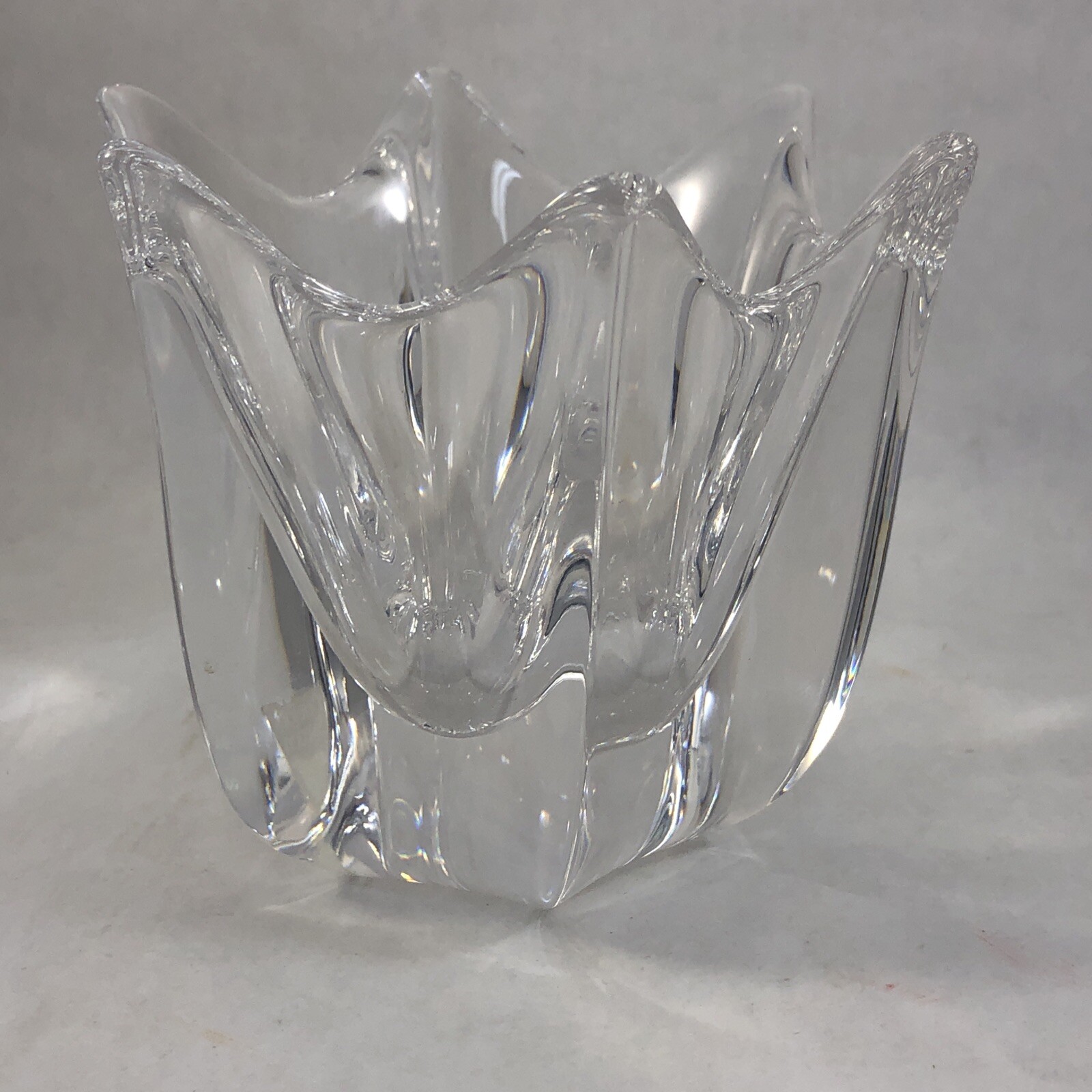 Orrefors Sweden Crystal 4 in Flower Vase Belle Tulip Vintage Signed Candy Dish