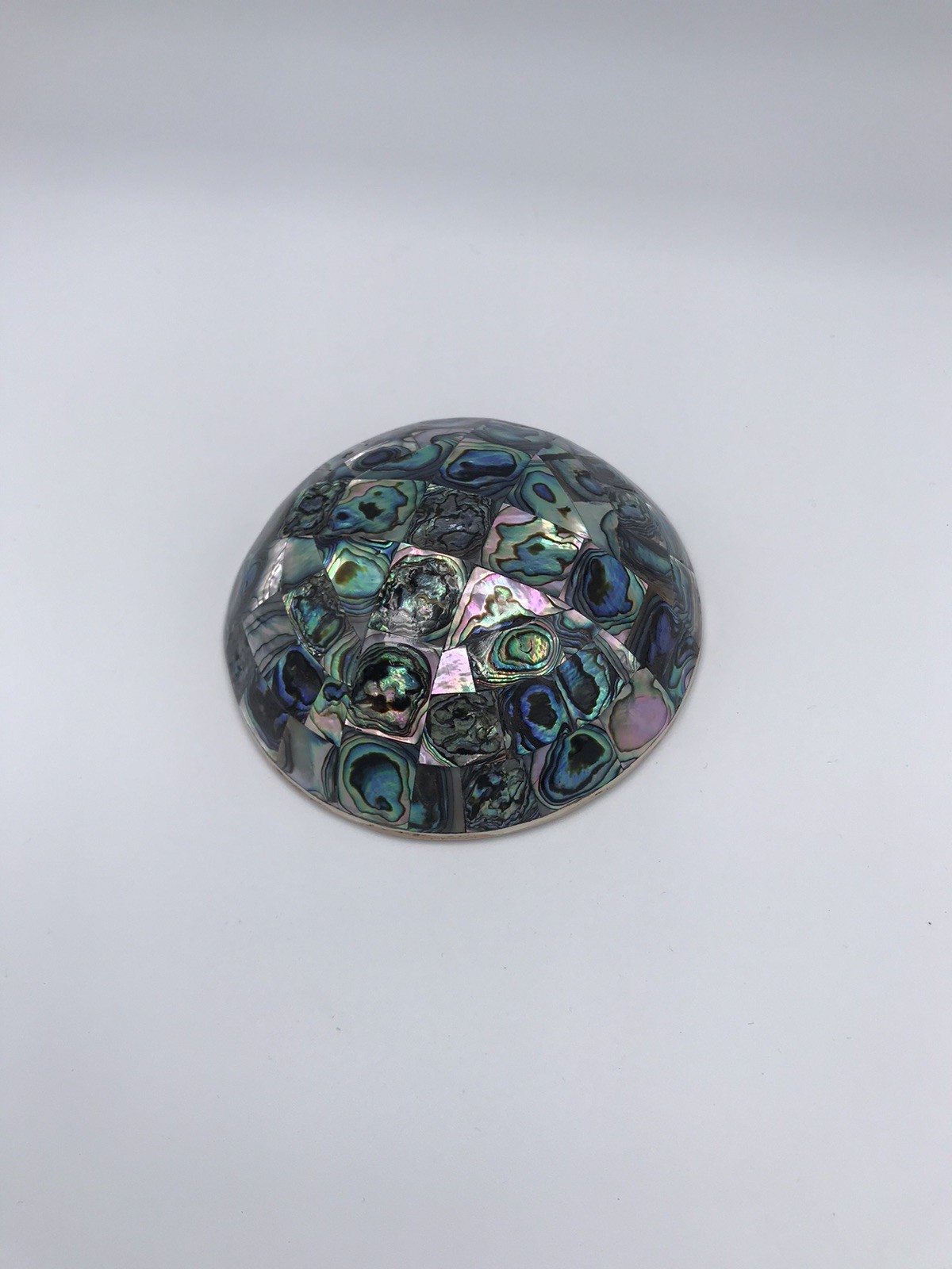 Abalone Shell Paperweight Mosaic Desk Decor Iridescent Ocean Art Handmade Gif