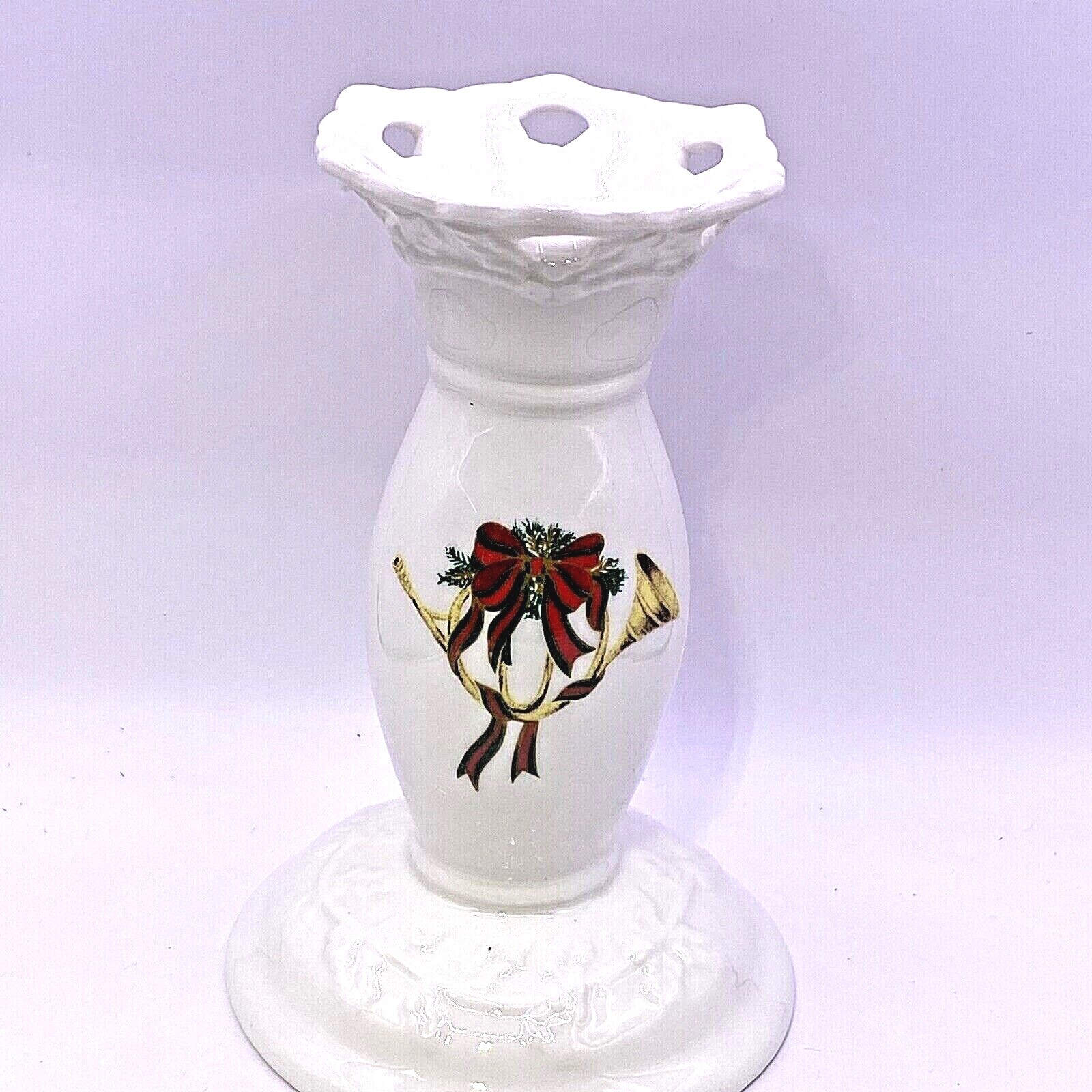 Mikasa Holiday Lace Candlestick Holder Ceramic Porcelain RL050-550
