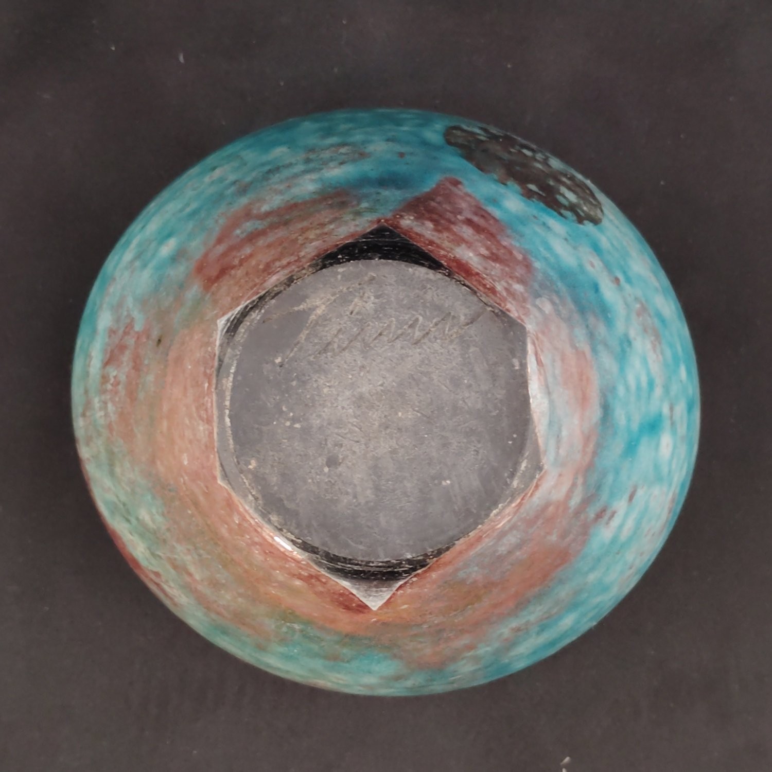 Finn Hald Raku Pottery Vase Blue Ceramic Studio Art 6 Inch Signed c.1970 OBO