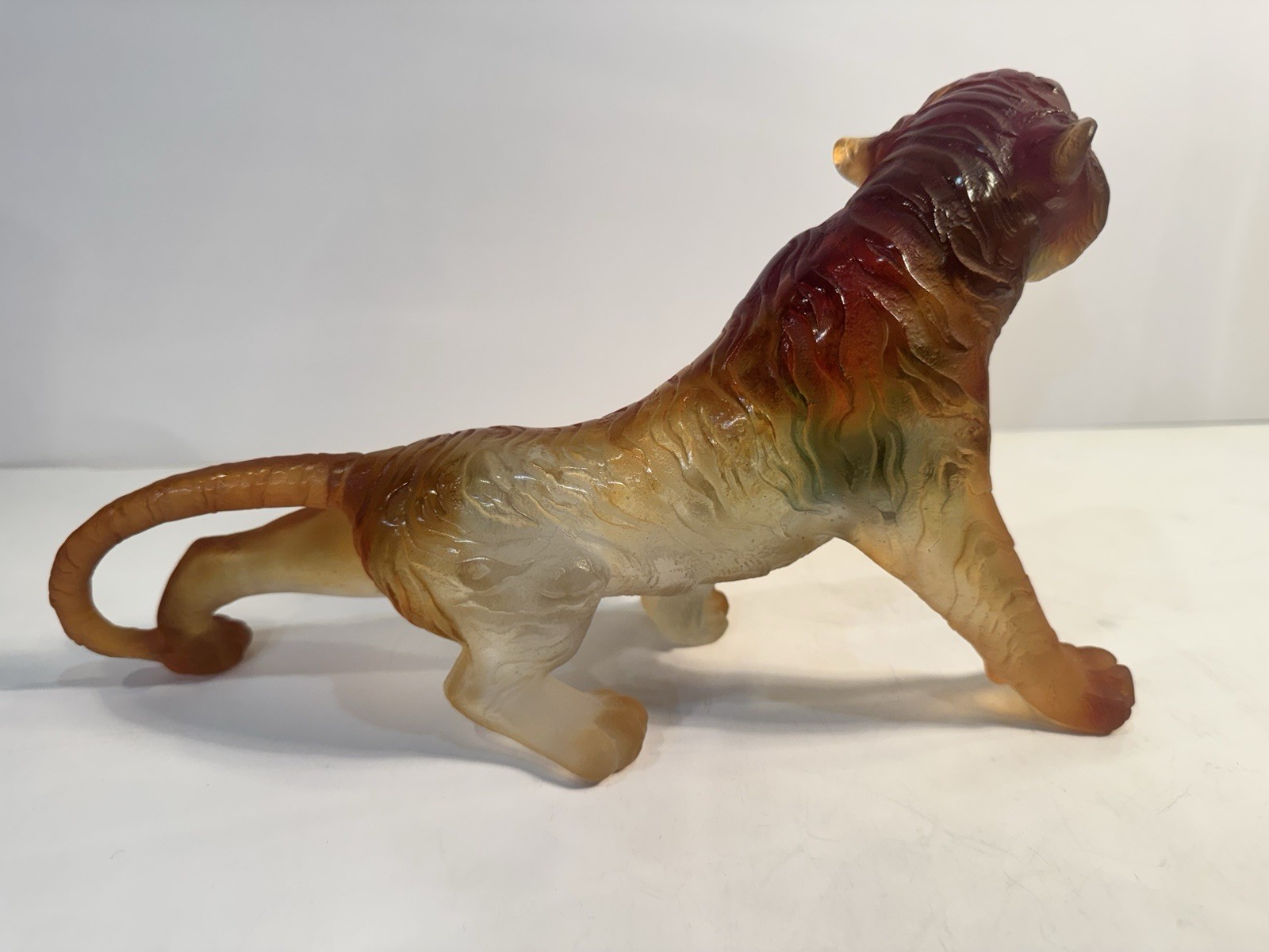 Daum Pate De Verre 11.5” Roaring Bengal Tiger Amber Perfect Retail $3,480
