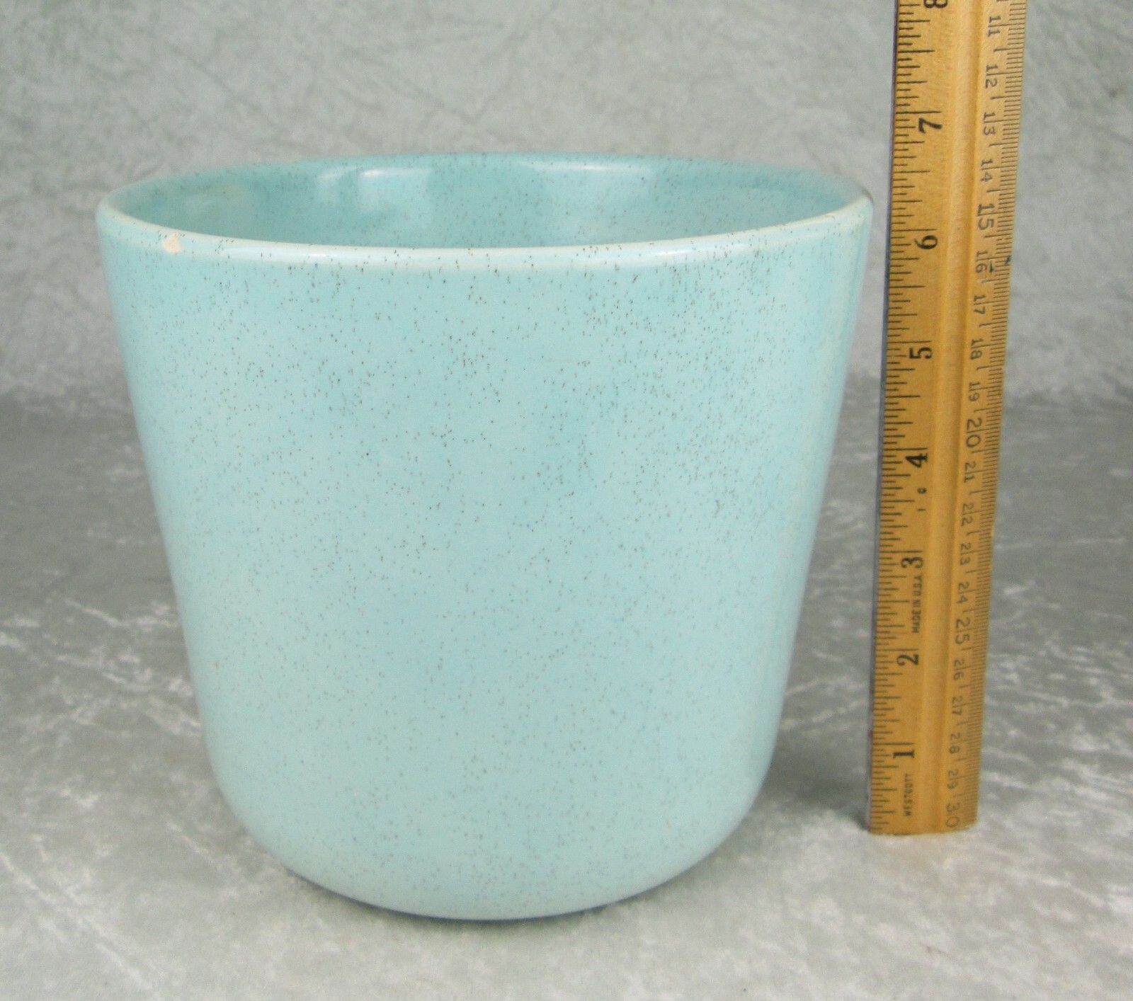 Bauer Pottery Planter Speckled Robin Egg Blue 6-1/4 inch Tall 7 inch Diameter