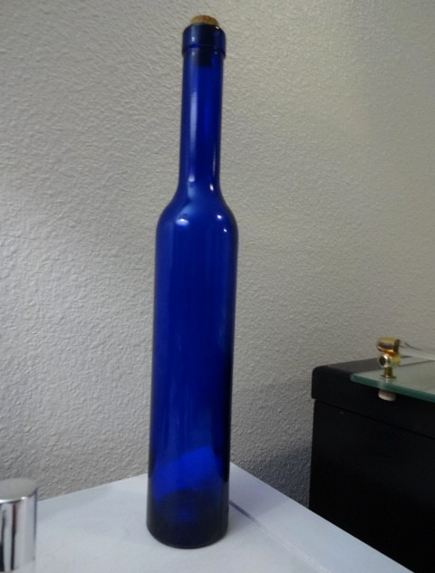Vintage 13 in. Cobalt Blue Glass Bottle made by Vetri Speciali in Veneto, Italy