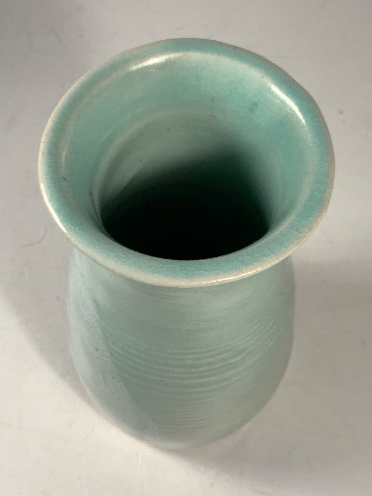 Vintage Robins Egg Blue Art Pottery Vase Signed 6.25″