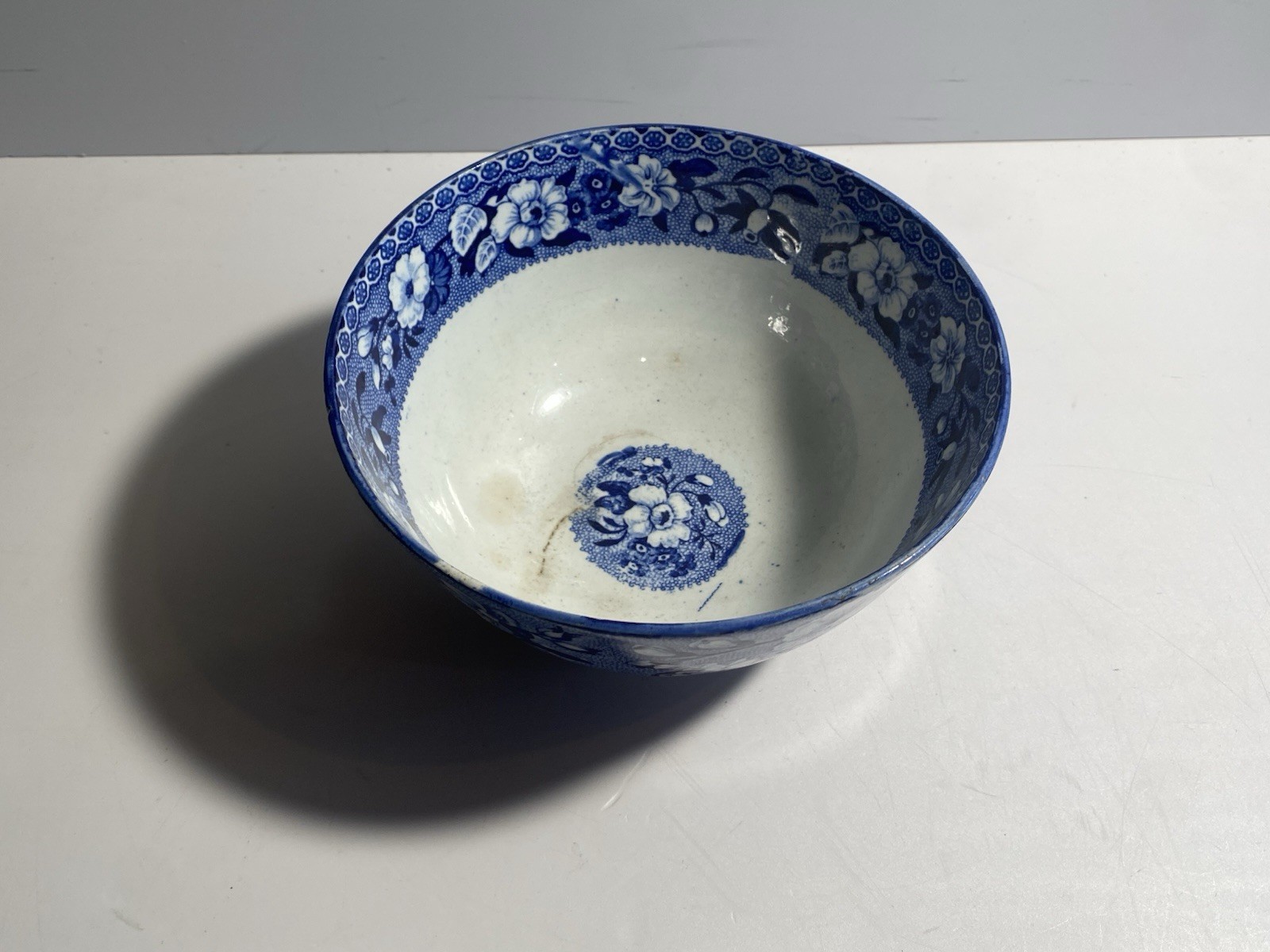 Historical Staffordshire Blue Transfer Waste Bowl Floral Urn 1825