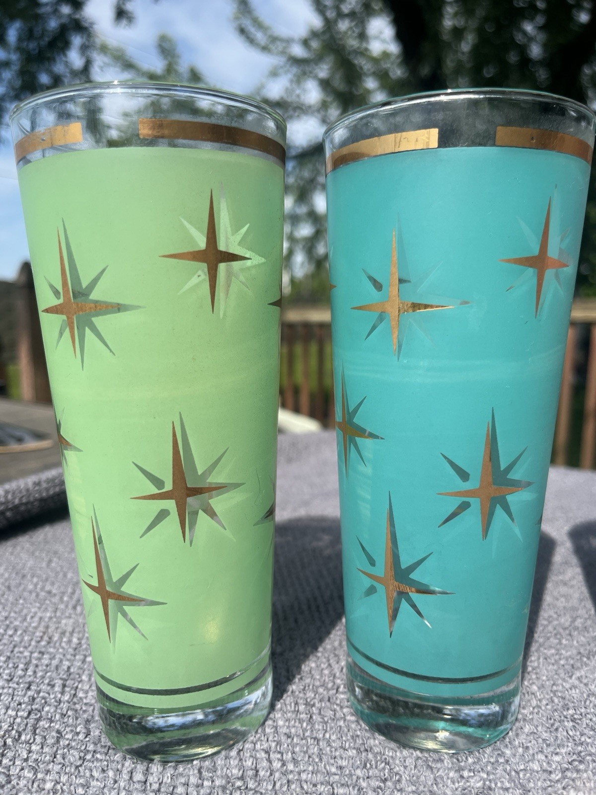 Vintage Bartlett Collins Atomic North Star Collins Glasses Set of 4 Pastel MCM