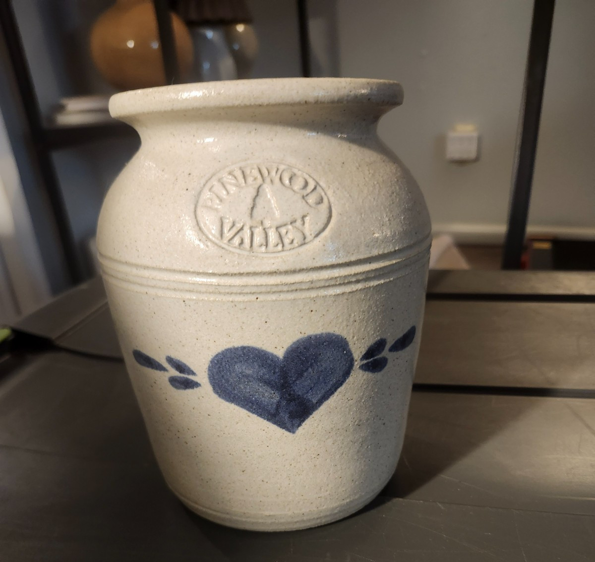 Pinewood Valley Salt Glaze Pottery Crock Vase Cottage 7″ tall #7