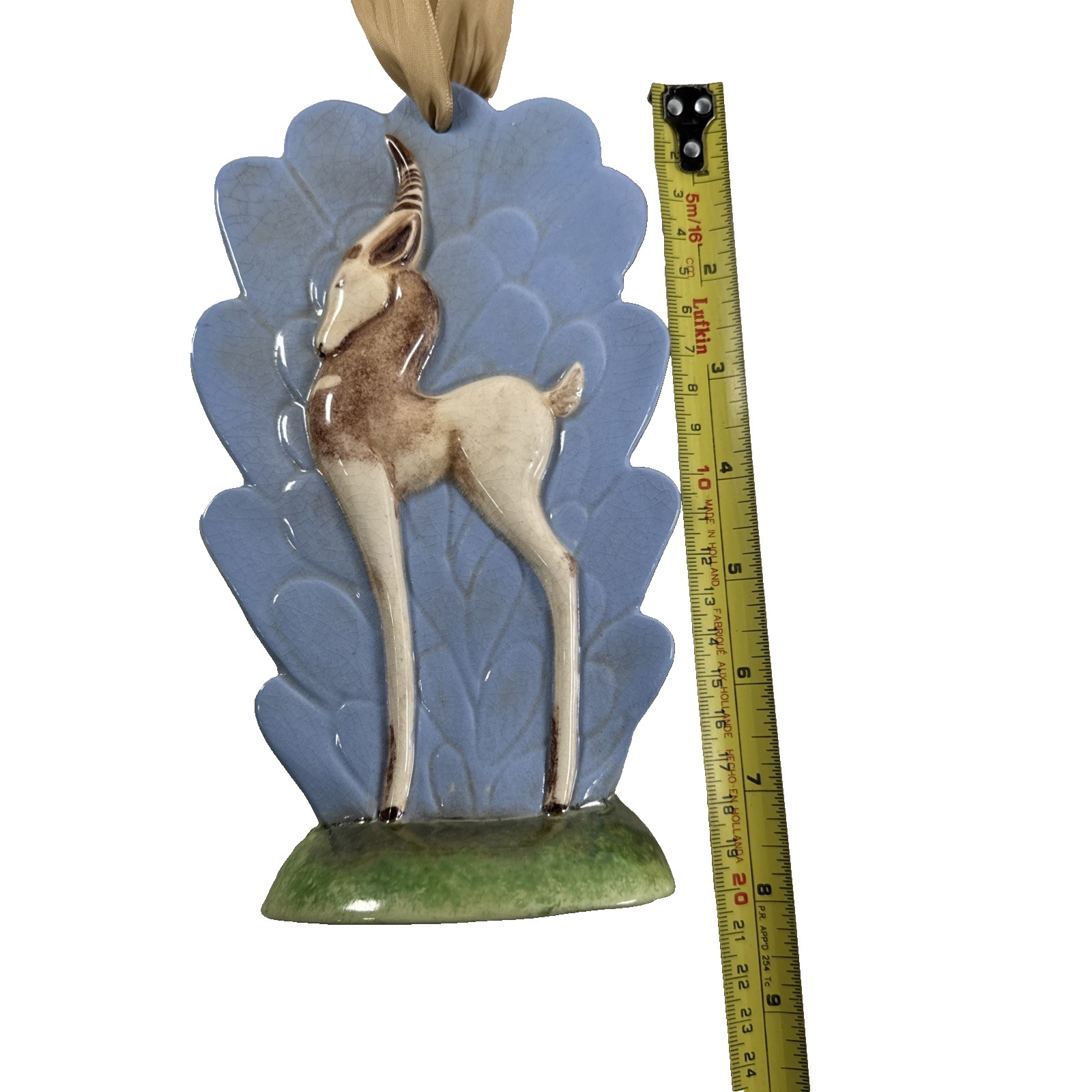 MCM ESTATE Art Deco Gazelle Antelope 8″ Statue or Wall Hanging Pottery 1949
