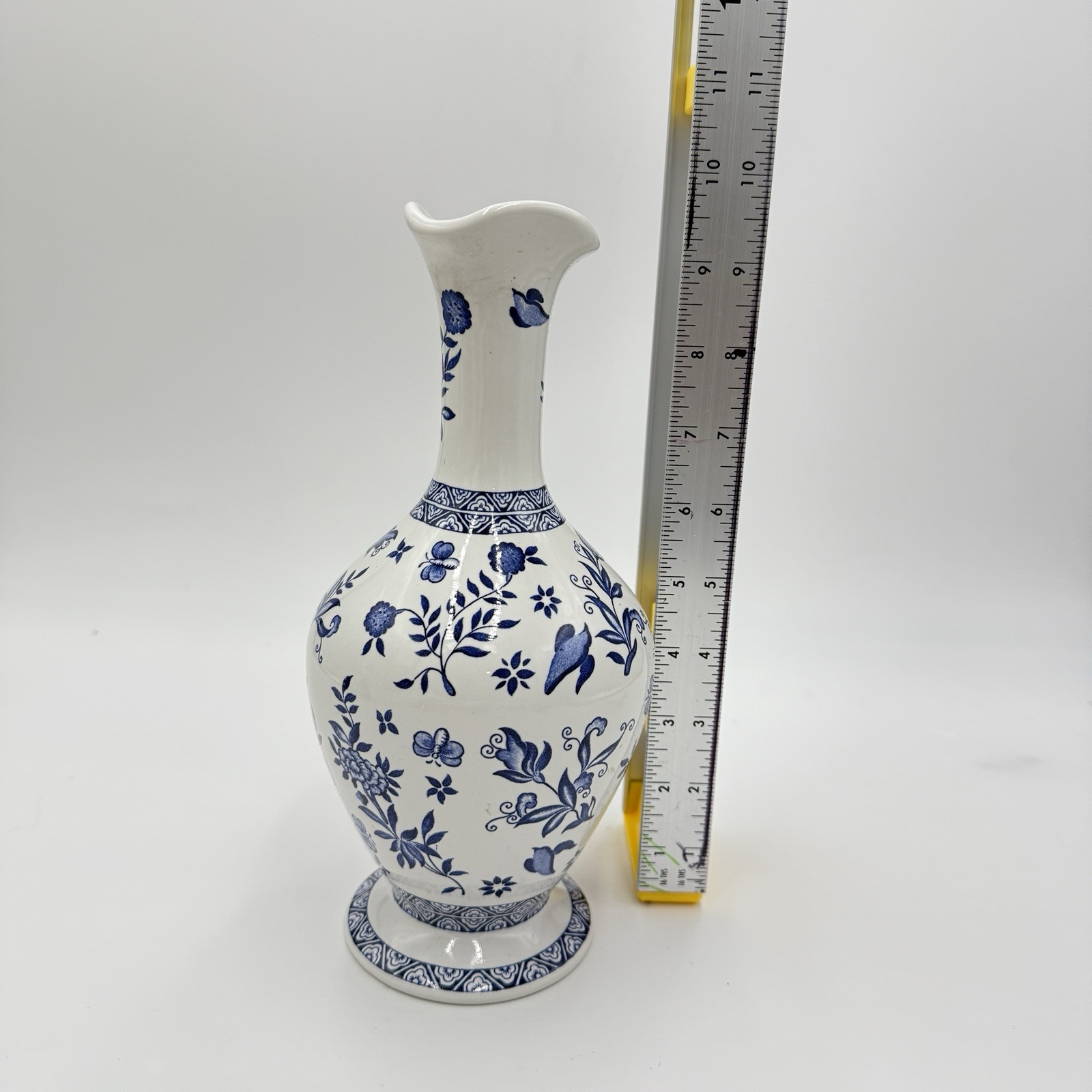 Coalport England Porcelain Blue & White Blue Onion Vase 10” Limited Edition