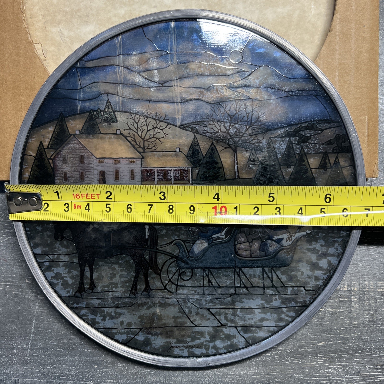 Glassmasters Stained Glass Suncatcher Joan Landis 1989 Winter Sleigh No Chain