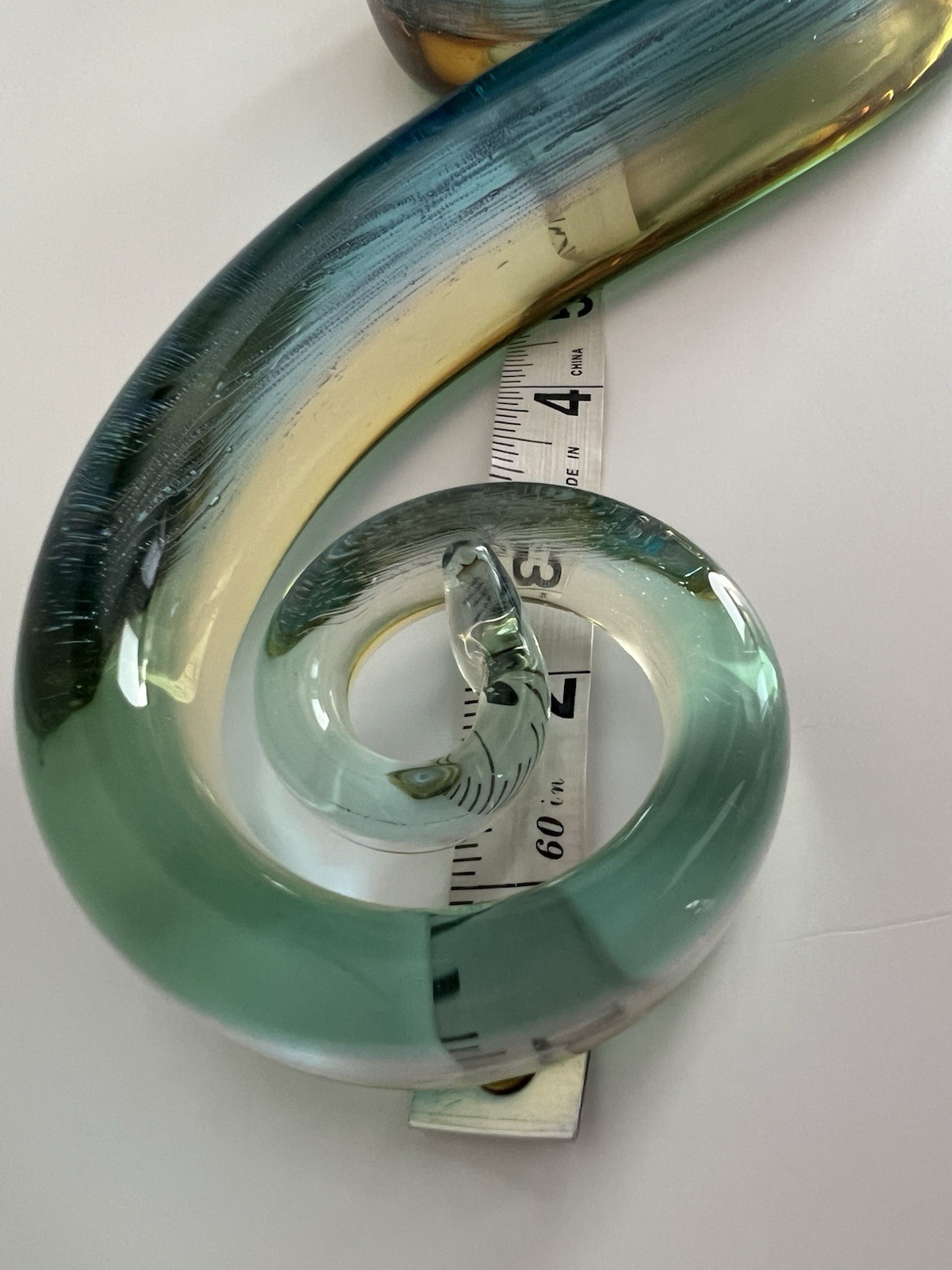 Hand Blown Vintage 12″ Murano Art Glass Fused Sculpture Music Treble Clef Note