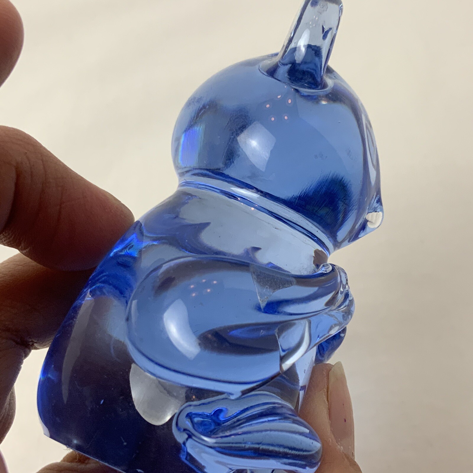 VTG Blown Glass Blue Bear Figurine United States Commemorative Fine Arts Gallery