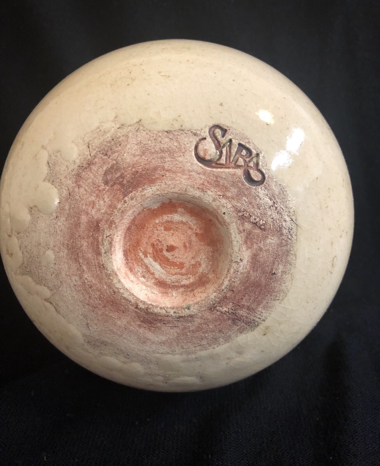 Handmade Wheel Thrown Pottery Terracotta Vase – rustic glazed – Signed Sara.