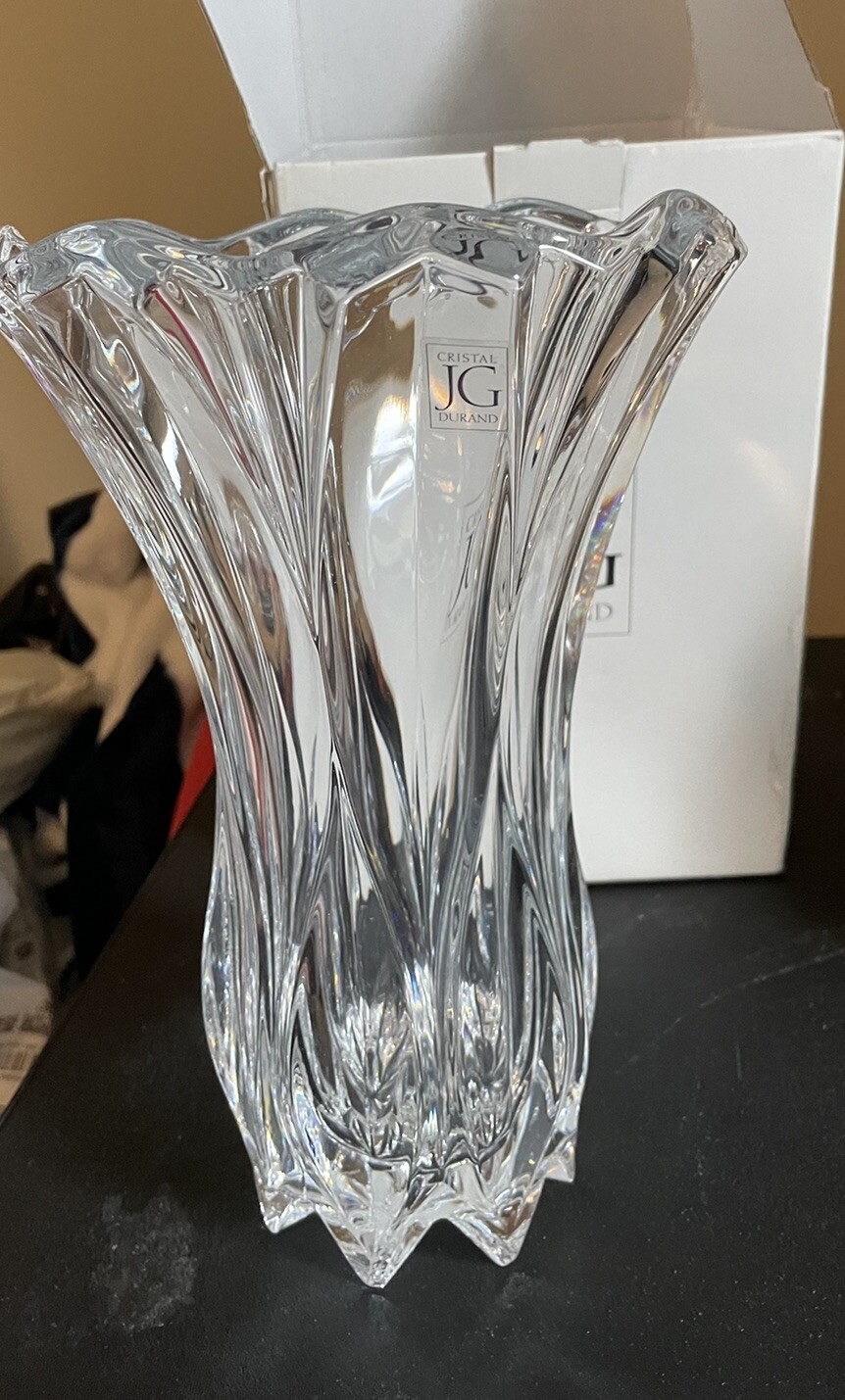 JD Durand Crystal Vase 10 1/2 In Tall-7 In Wide At Top NEW W/box