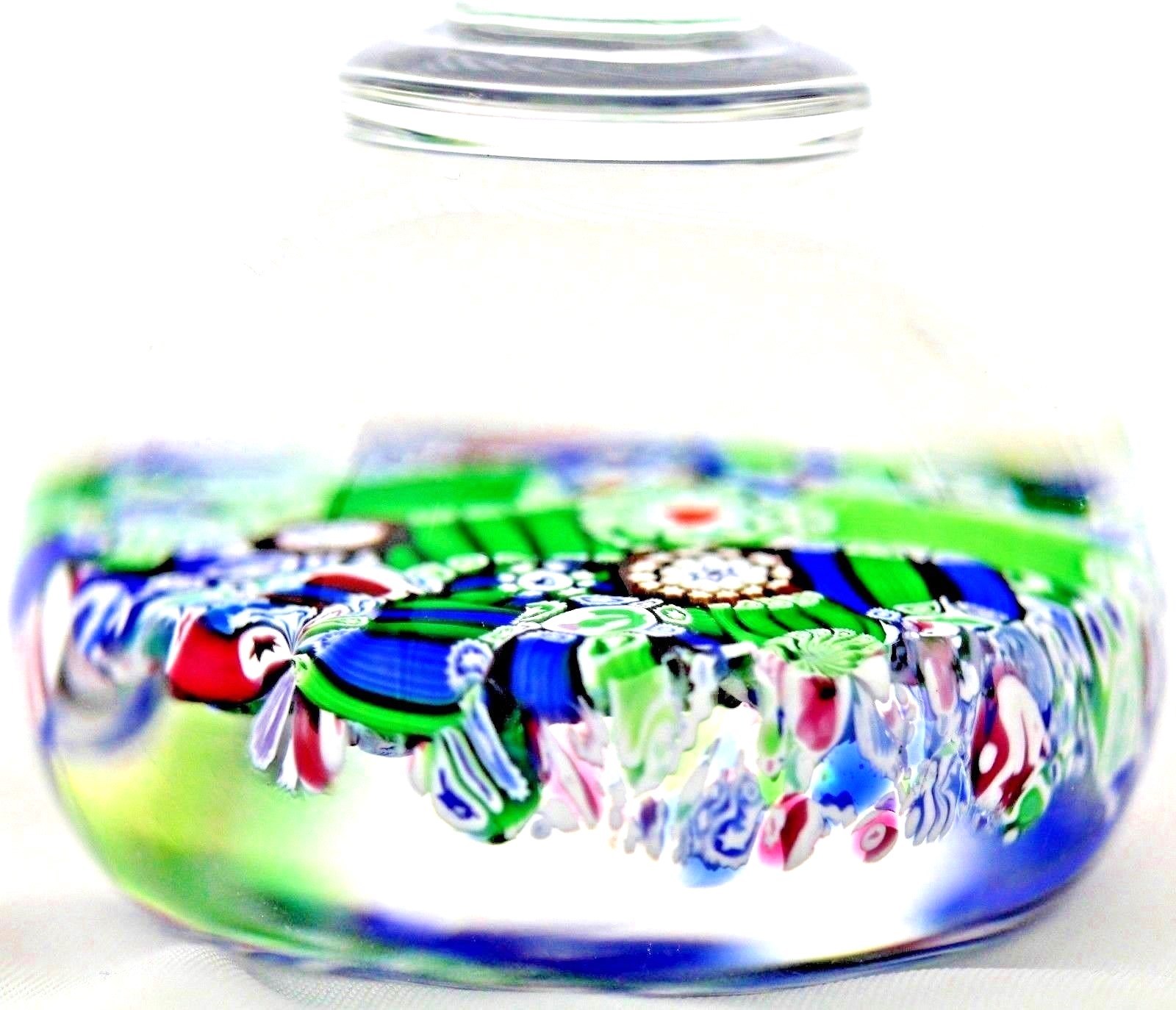 Scarce JOHN DEACONS Millefiori Art Glass PAPERWEIGHT Wafer TAZA Dish