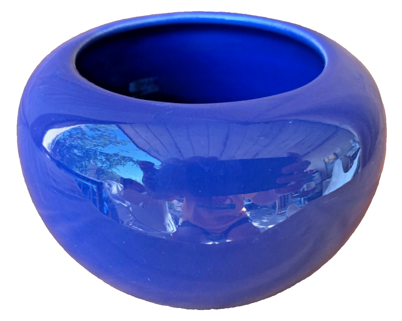 Vintage Bauer Fred Johnson Hand Thrown Rose Bowl Monterey Blue Hi Fire Ex Cond