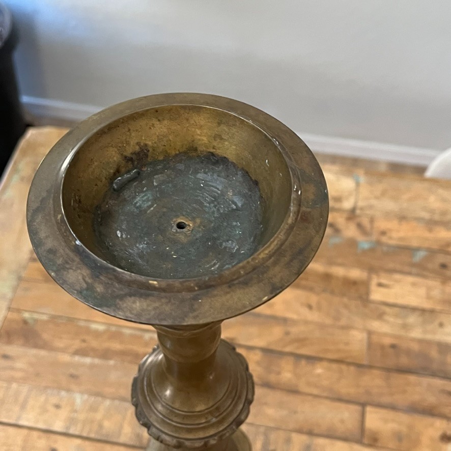 Antique Brass Ornate Candle Holder 23″ Tall Baroque Style