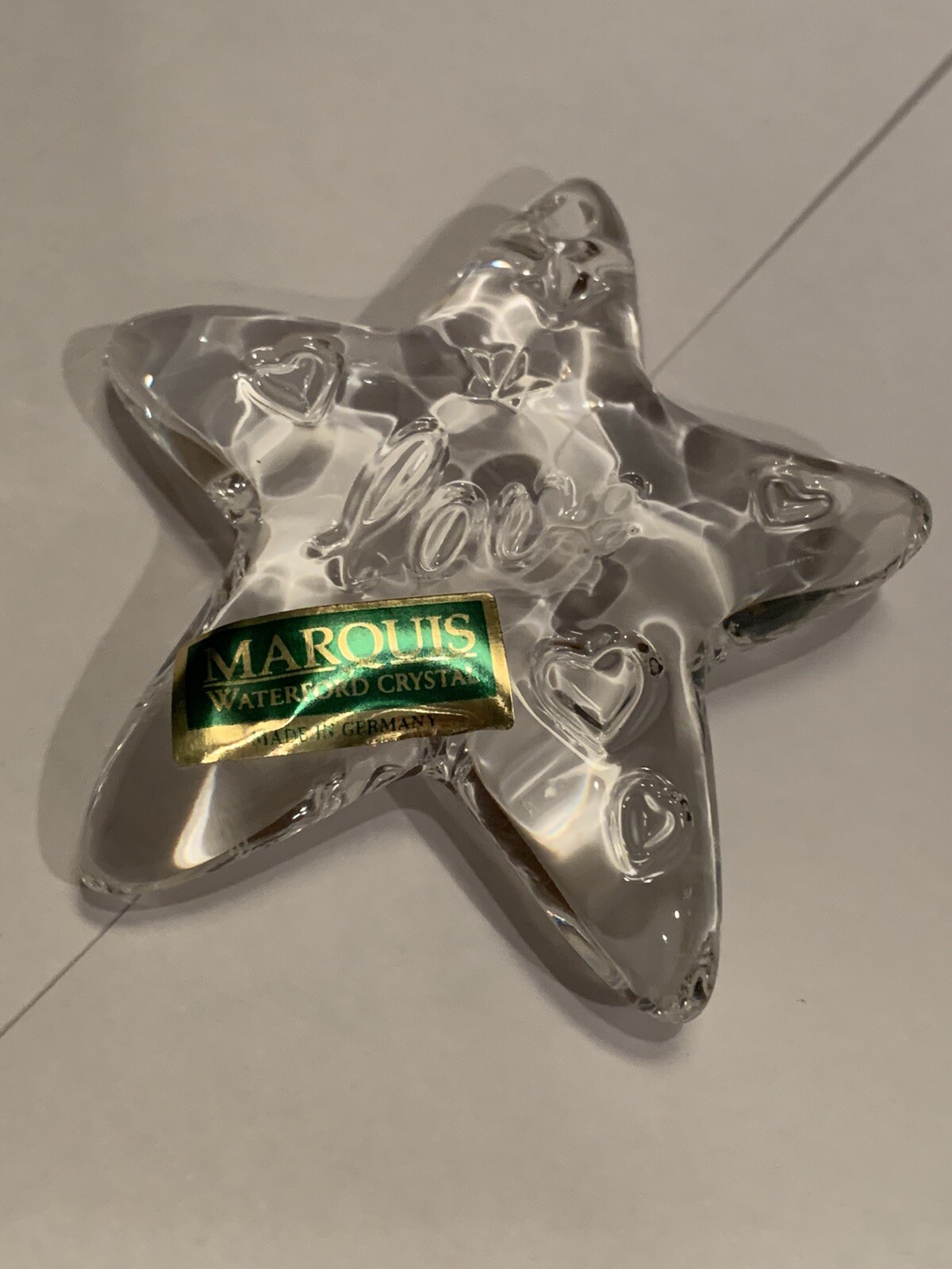 🎁Marquis By Waterford Clear Crystal Starfish Love Paperweight Hand Cooler