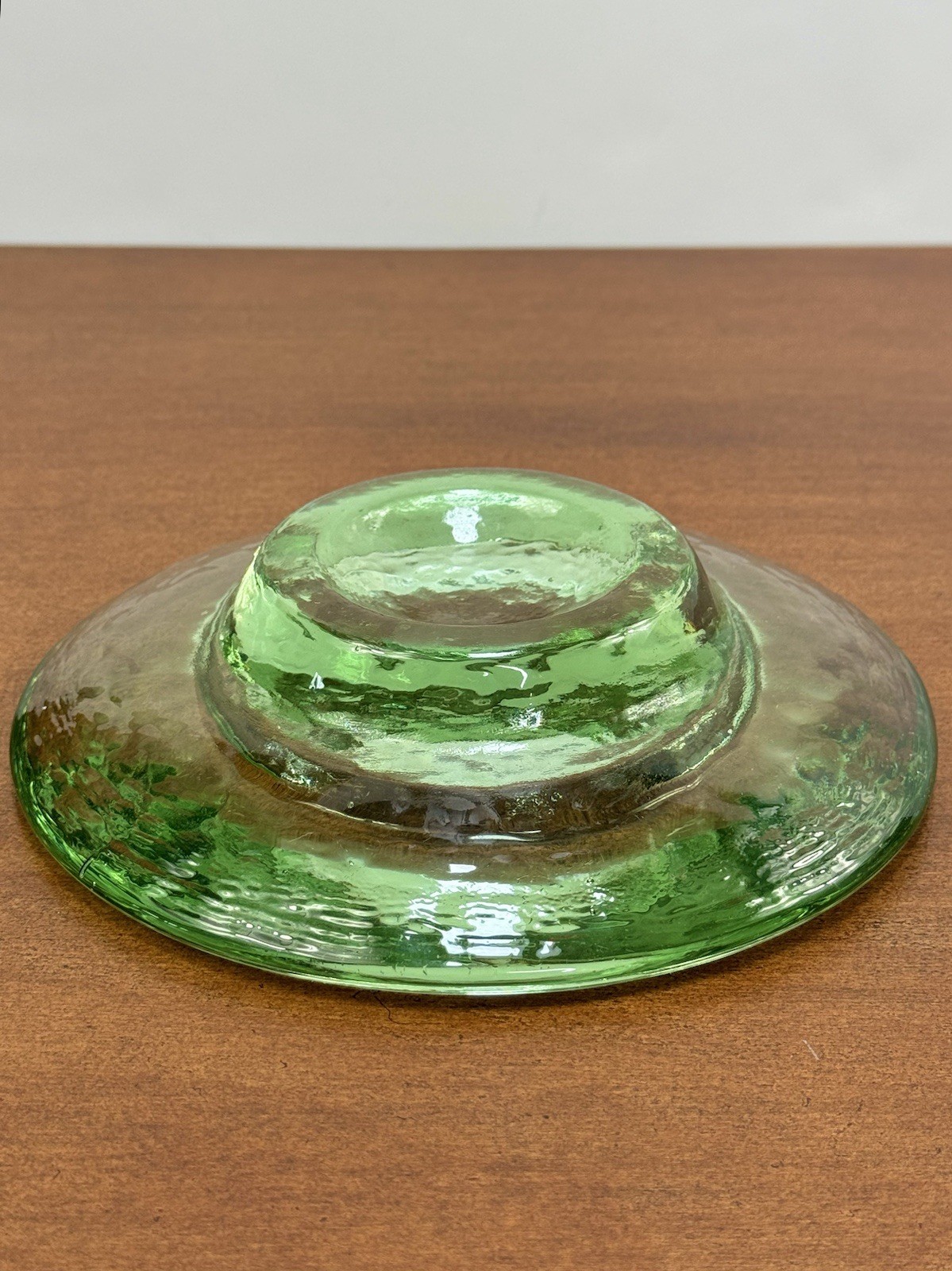 Fire & Light Artful Recycled Glass Lime Green Footed Base Decorative Dish