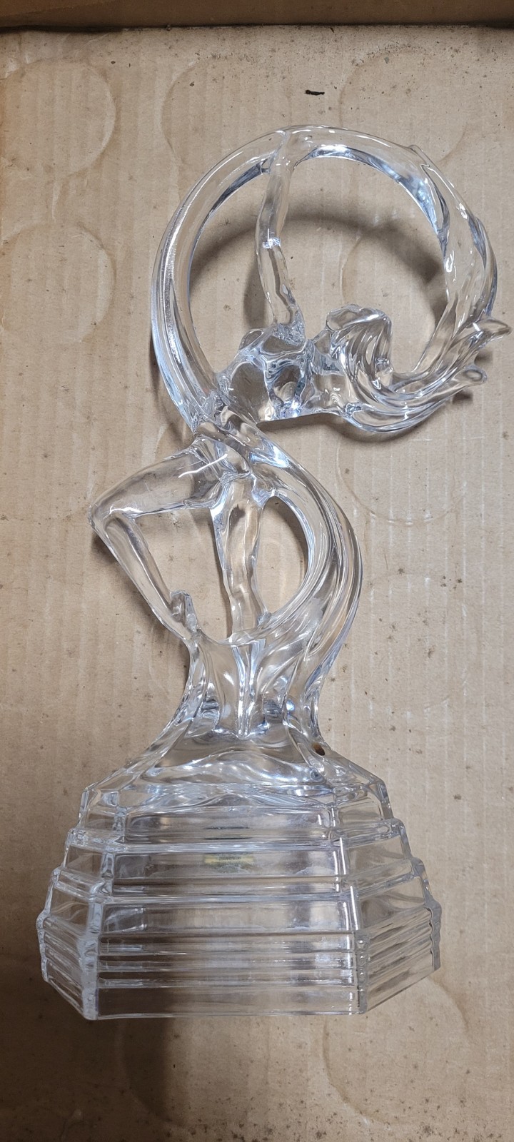 Vintage RCR Crystal Glass Statue Figurine Dancer Ofelia Flowing Hair Sculpture