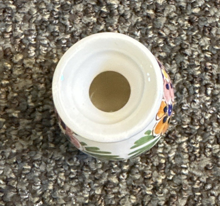 Vintage Signed DP Delft Polychrome Vase – Floral scene – multicolor