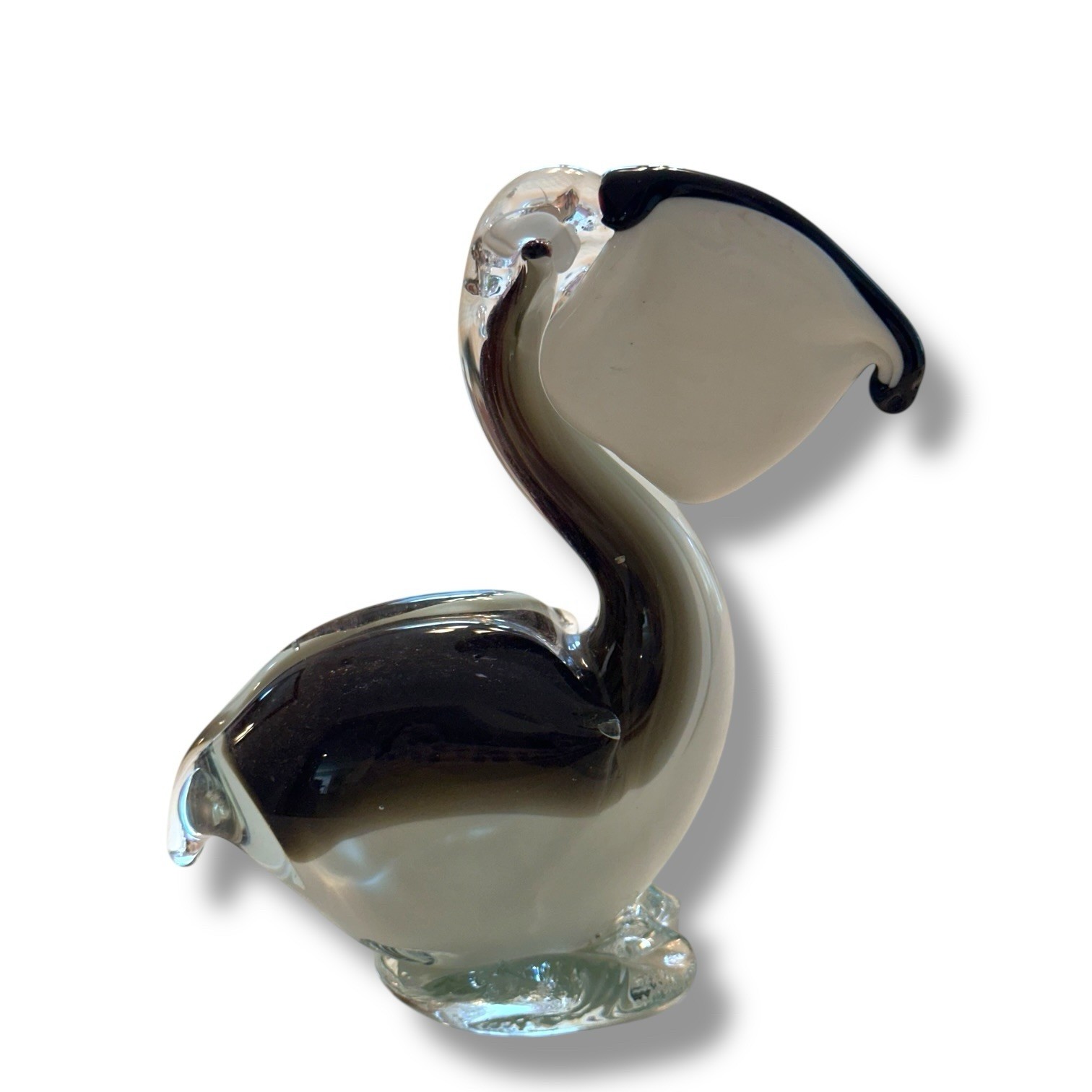 Vtg Hand Blown Art Glass Pelican Bird Figurine Statue Paper Weight 7″ Nautical