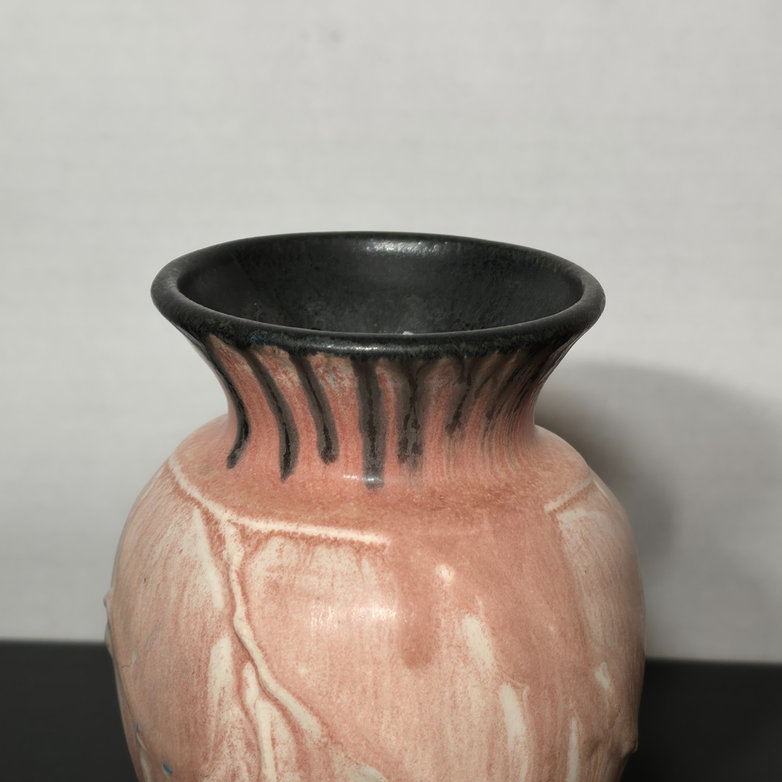 Pewabic Pottery Pink Black Vase