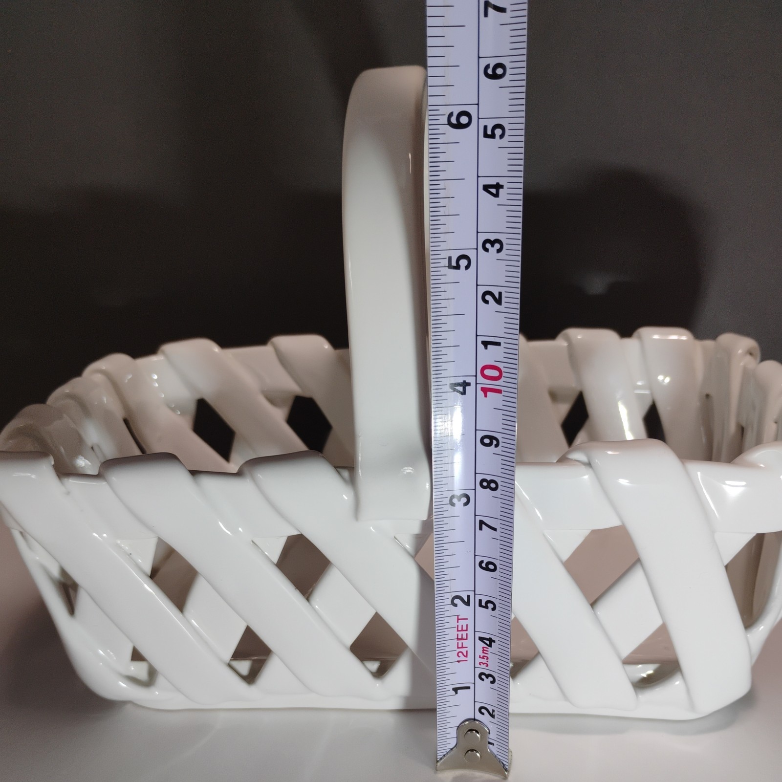 Dept. 56 Bread Fruit Flower Basket Server Woven White Ceramic Made in Italy