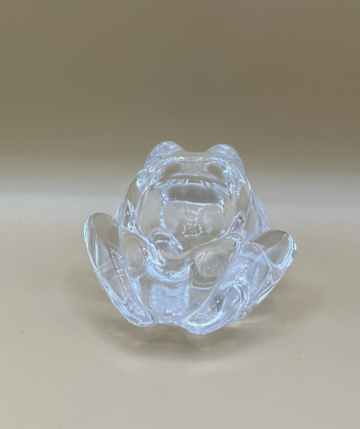 VTG Art Vannes Clear Glass Frog Pipe Holder/ Ashtray Paper Weight Trinket Bowl