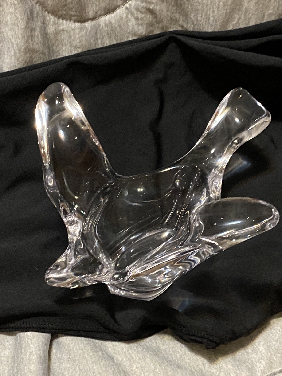 Vtg Princess House Crystal Art Glass Turtle Five Bird Bowl