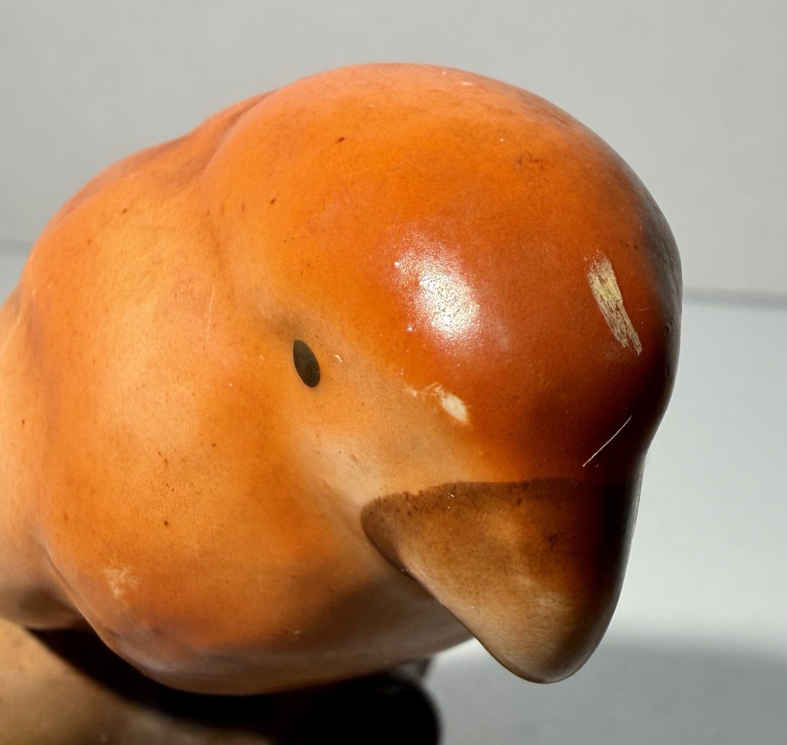 Red Czech Pottery Parrot Czechoslovakia Bird Red Dime Mark