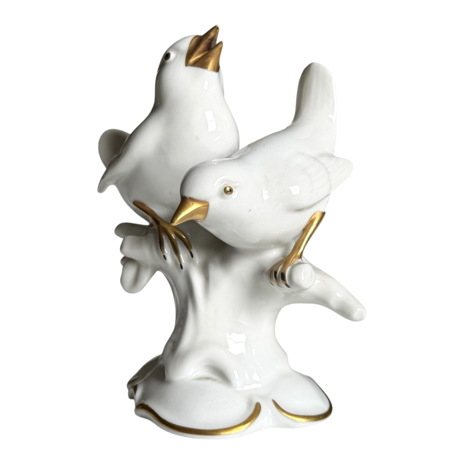 Vintage German Gerold & Co. Bavaria White Porcelain Bird Figurine – Gold Gilt