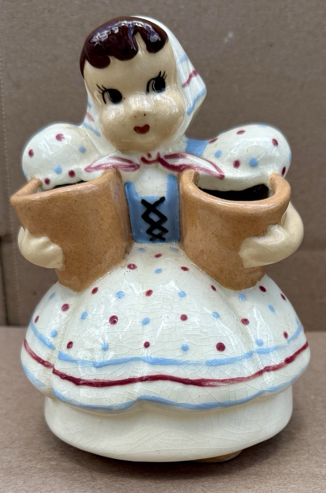Vintage Ceramic California Studio Girl Small Vase American Double Figure Scarf