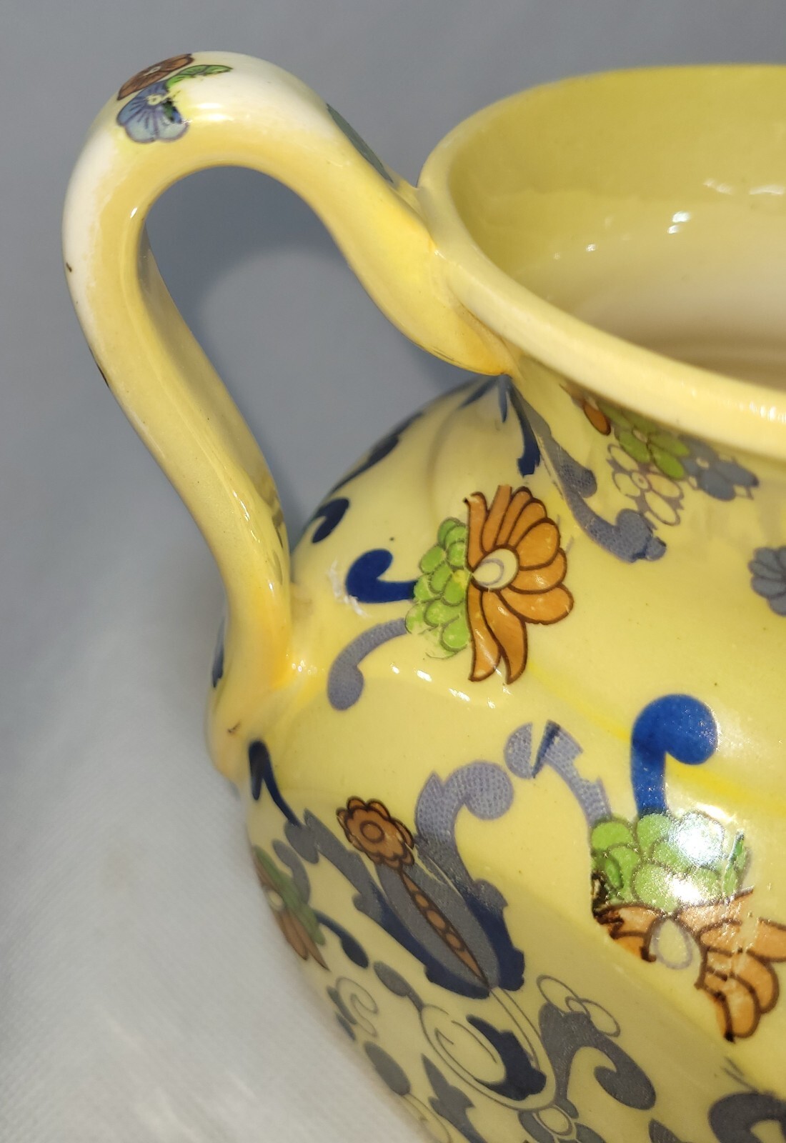 Art Deco Four Sided Floral Yellow/Lusterware Pitcher/Jug/ Made In Czechoslova
