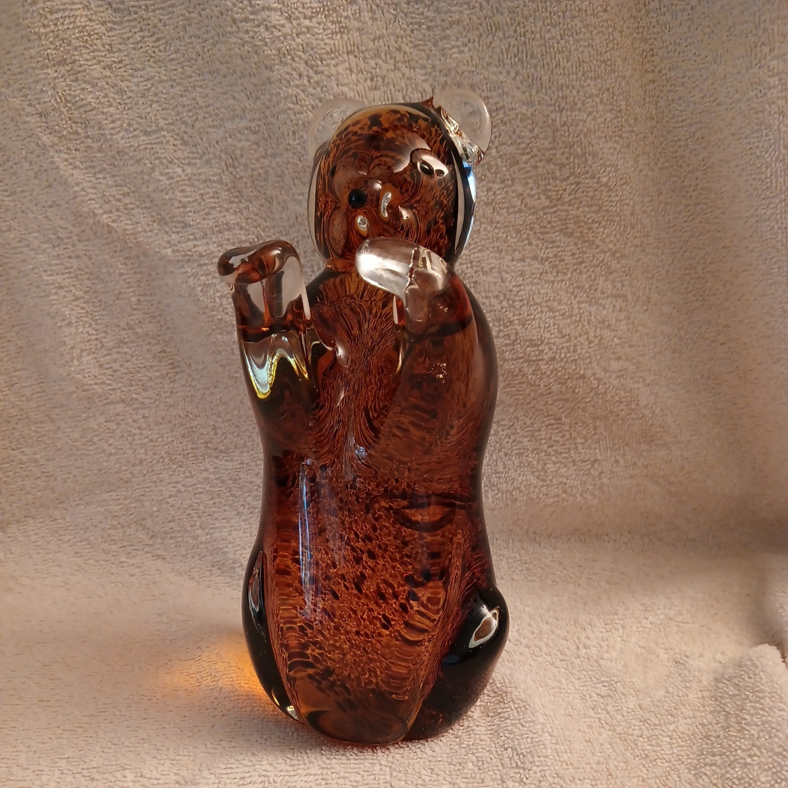 Murano Amber Art SolidGlass Bear 8 1/2 x 4 1/2 x 4″