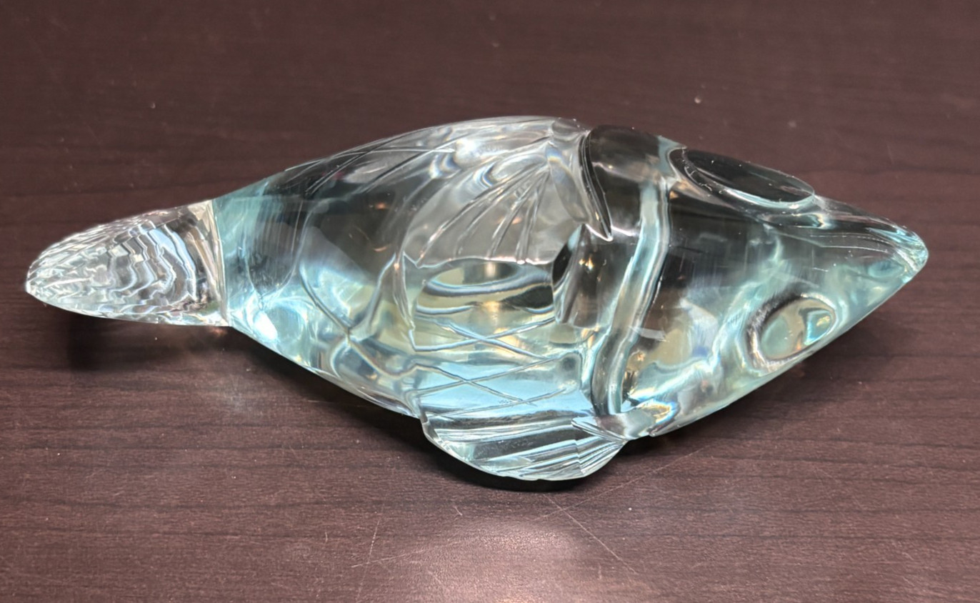 Blue Clear Art Glass Tropical Fish Figurine Paperweight Ocean Decor