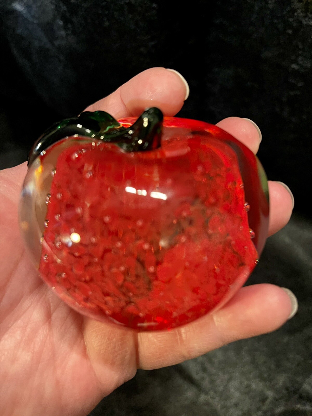Vintage Lenox Controlled Bubble Glass Apple 🍎 Paperweight Teacher Cute Orchard
