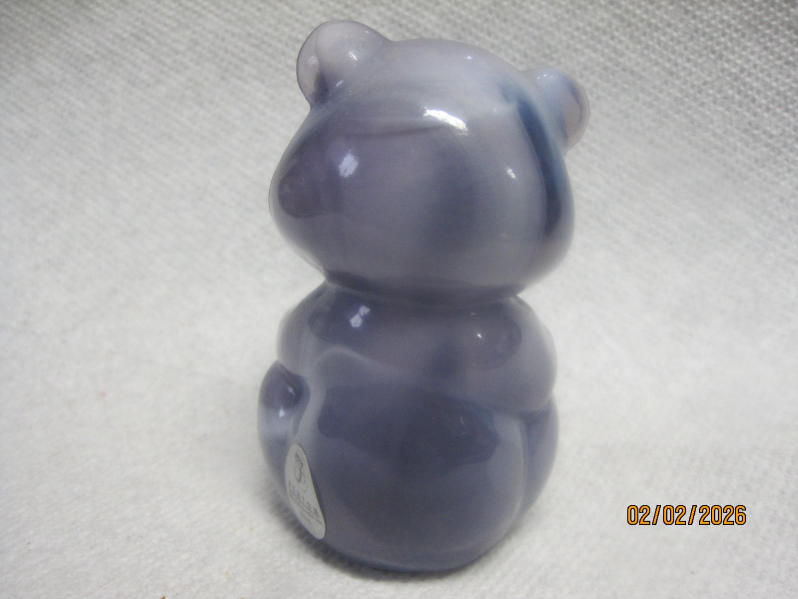 Vintage Fenton Purple Slag Glass Sitting Bear Figurine Handmade USA #2