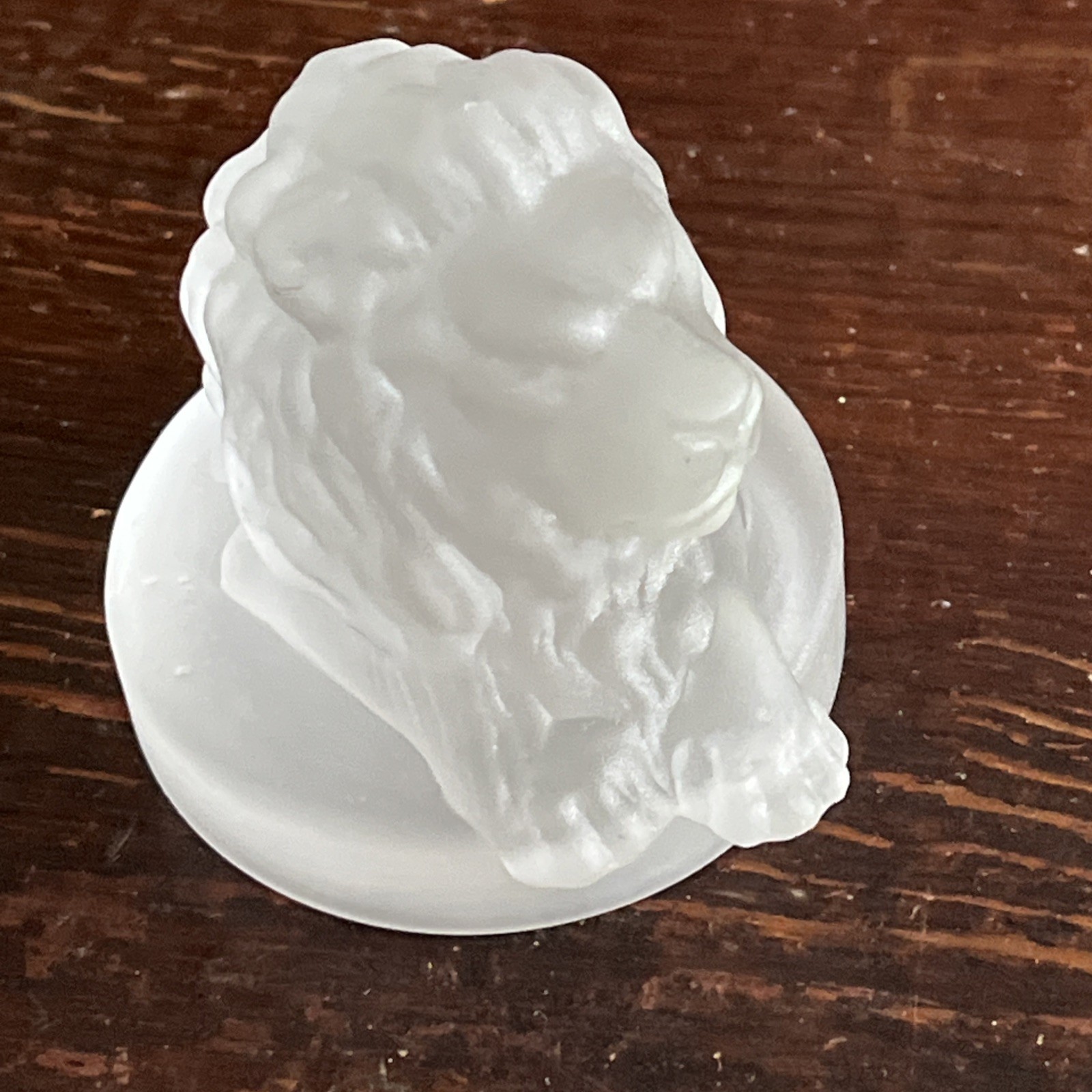 Antique Gillinder Frosted Glass Lion Inkwell Cover/Paperweight 1870’s