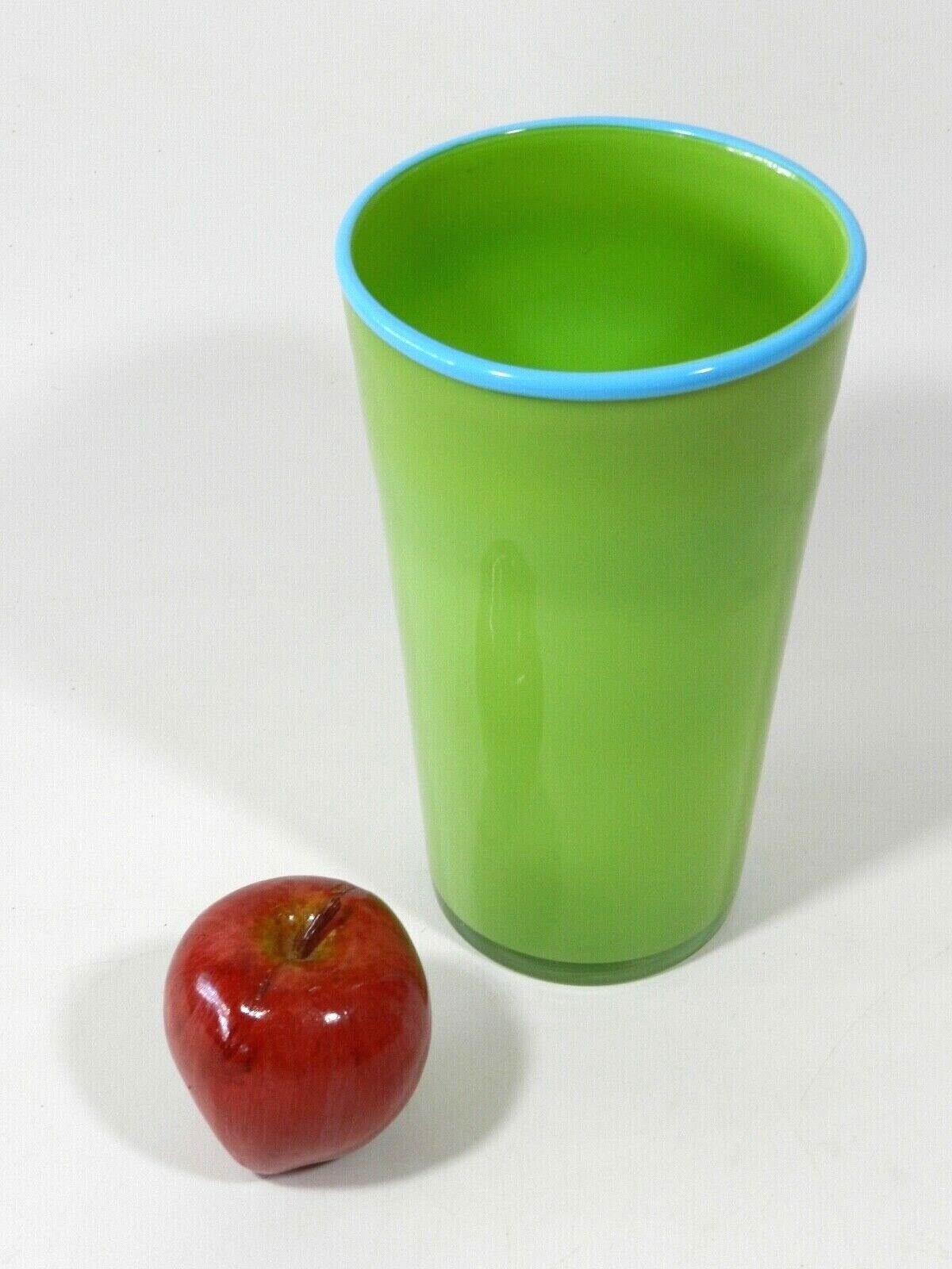 Mid Century Modern Lime Green Glass Vase 9.75″