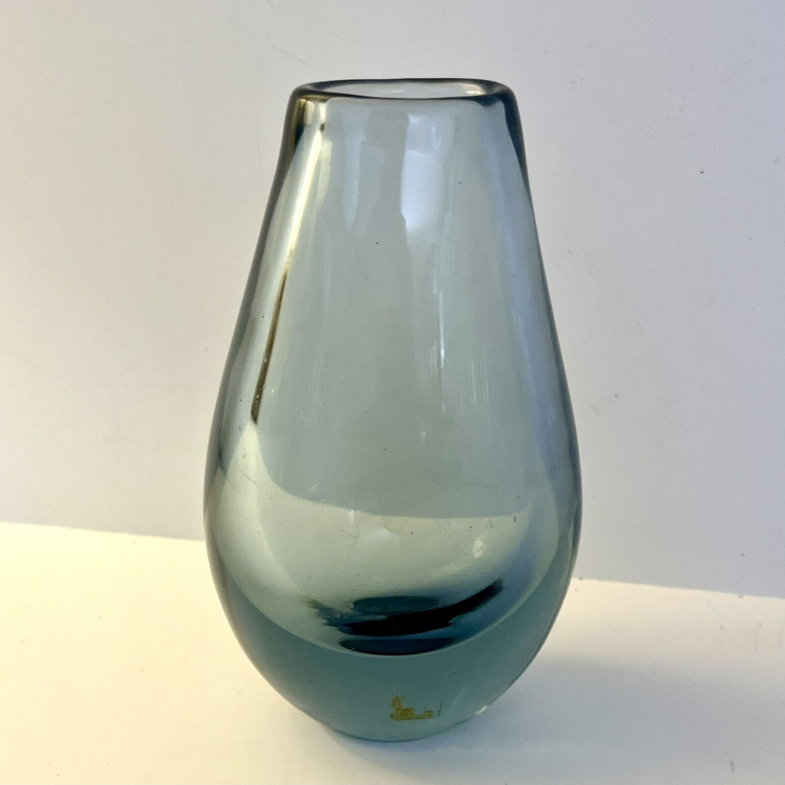 Kosta Glassworks Vase Hand Blown Glass Sweden Smoke Gray Vintage Decor Heavy