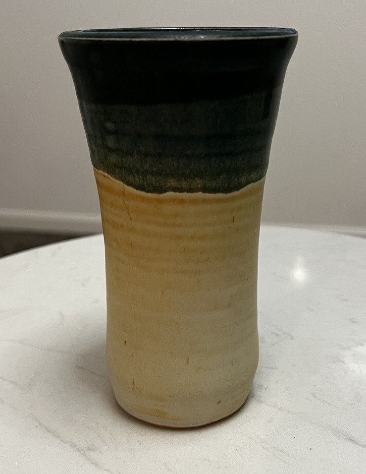Vtg Pottery Hand Thrown Vase Stoneware Farmhouse Coastal Minimalist Handmade