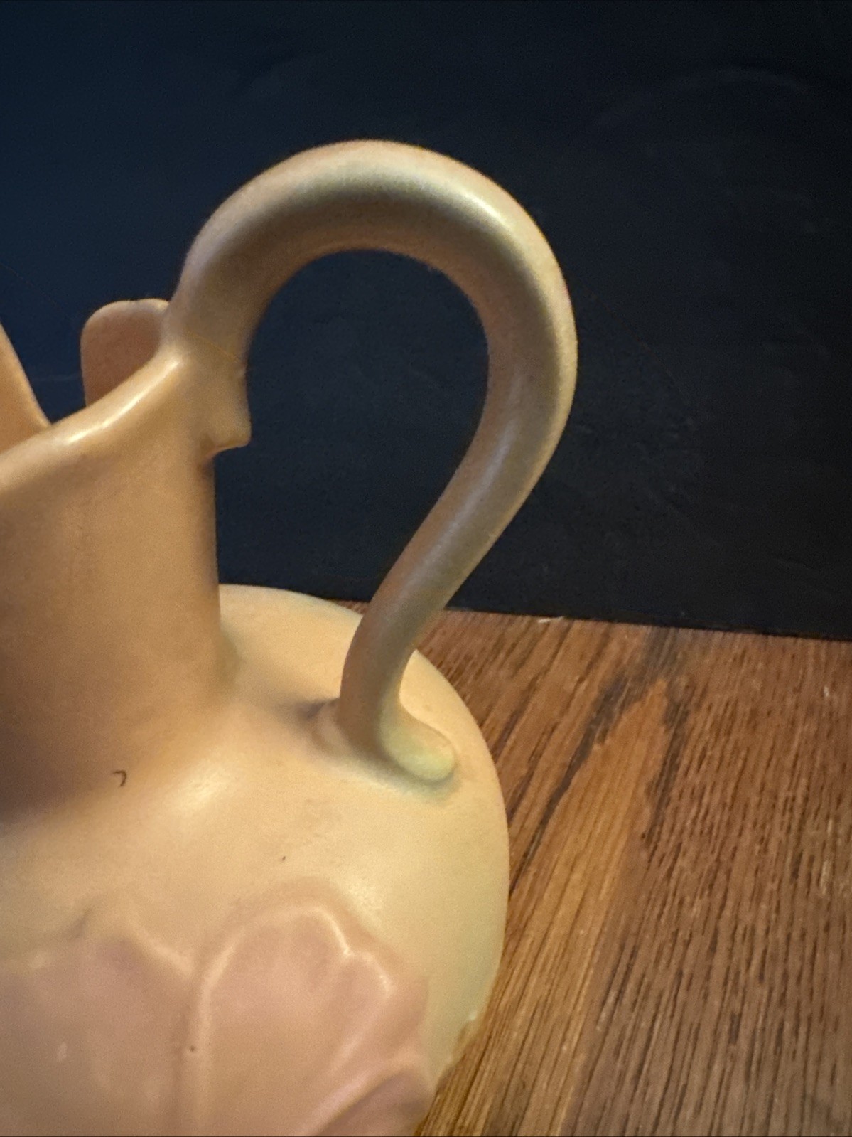 Vintage Weller Wild Rose Pottery Ewer/Pitcher 7″-Matte Pink/Green/Peach – 1930s