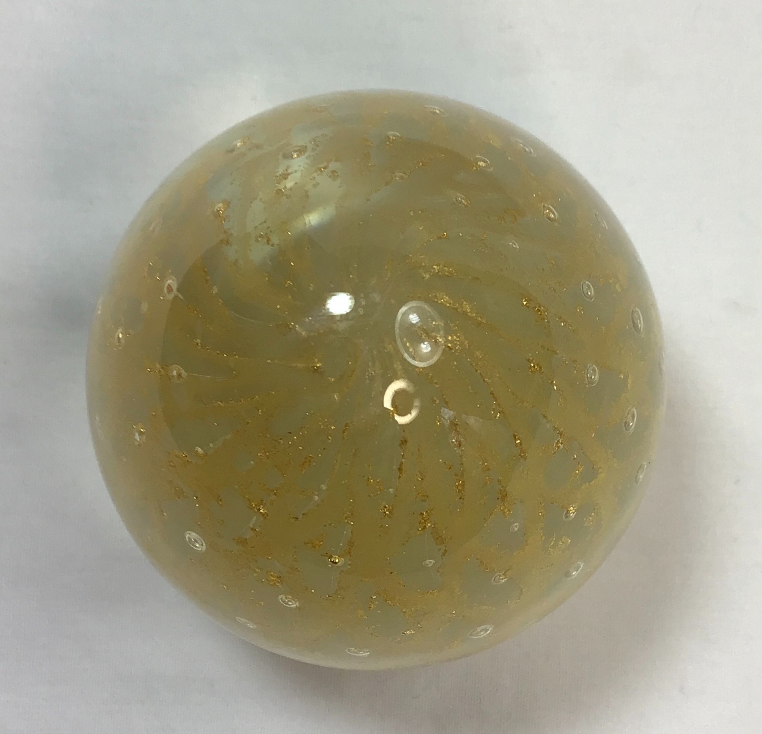 Vintage Murano Gold Leaf Specks Lattice Net Clear Egg Paperweight 3.5 inches