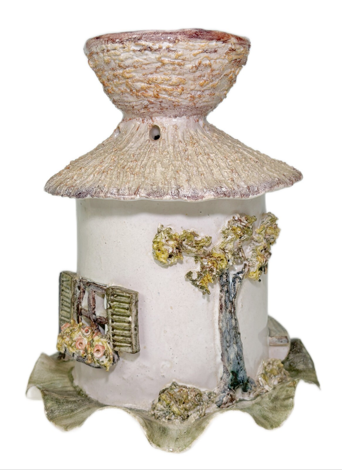 Luise Kressel Pottery Stoneware Tealight Candle Warmer Roundhouse Art Cottage