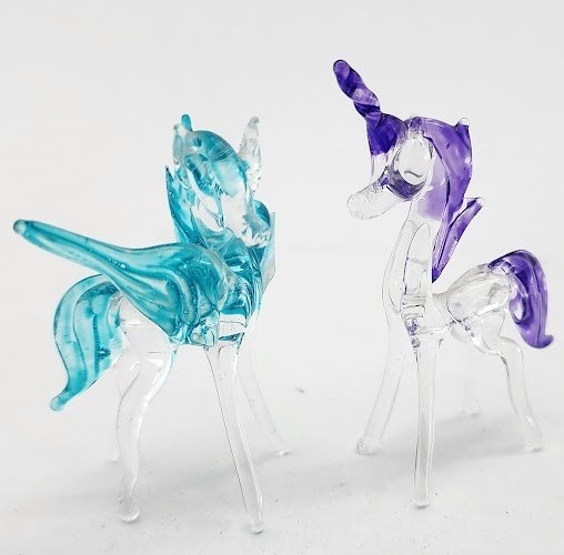 Pegasus Alicorn Celestia & Unicorn Horse Pony Princess Luna -Handblown Glass