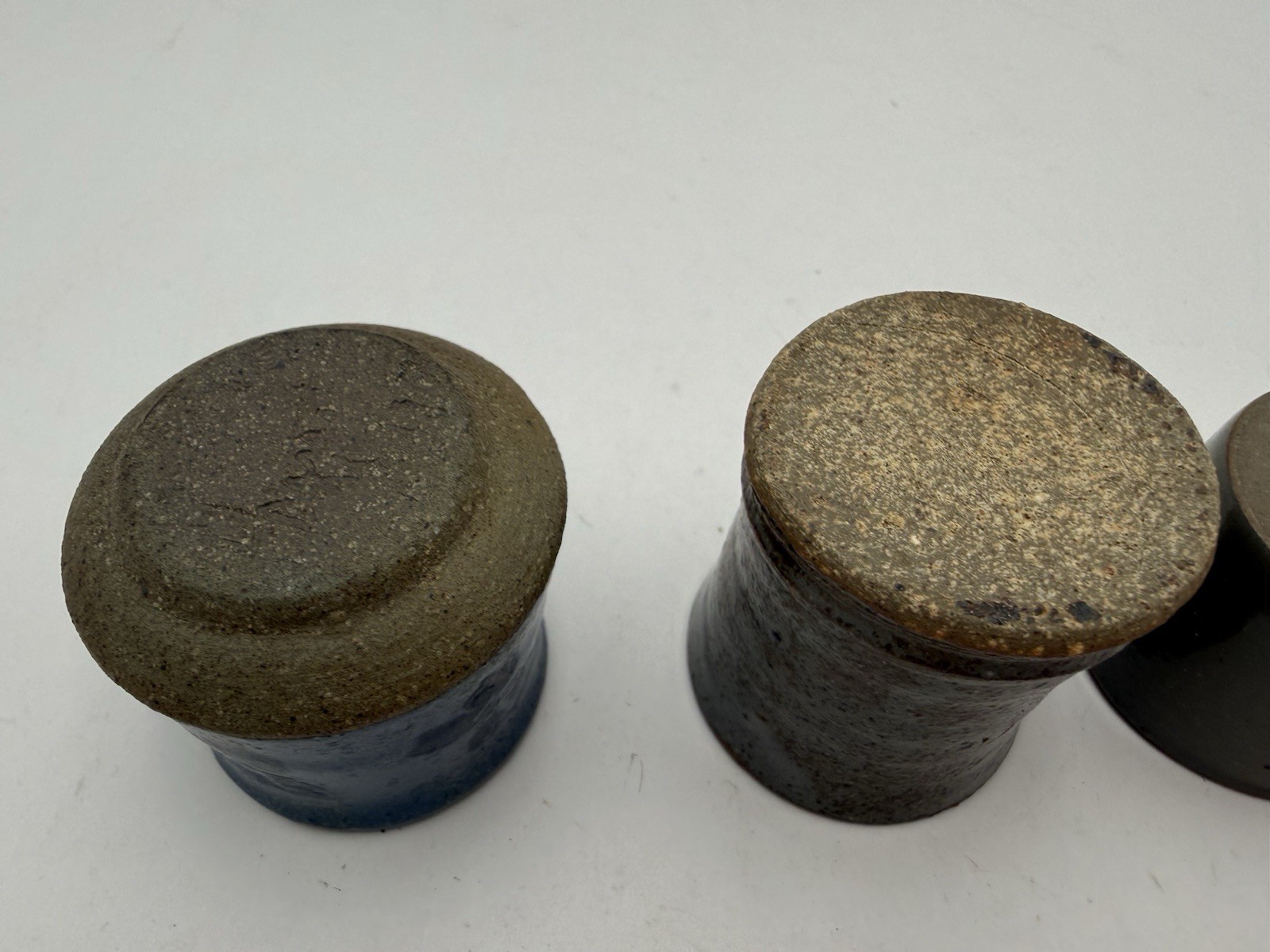 Vintage Pottery Salt Glazed Lot of 3 Mini Crocks ABC, Heart E155