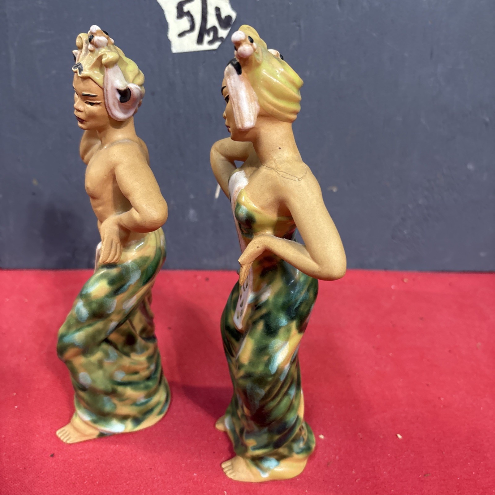 N-Vintage Pair CERAMIC ARTS STUDIO Figurines 9.75″ Indonesian Balinese Dancers