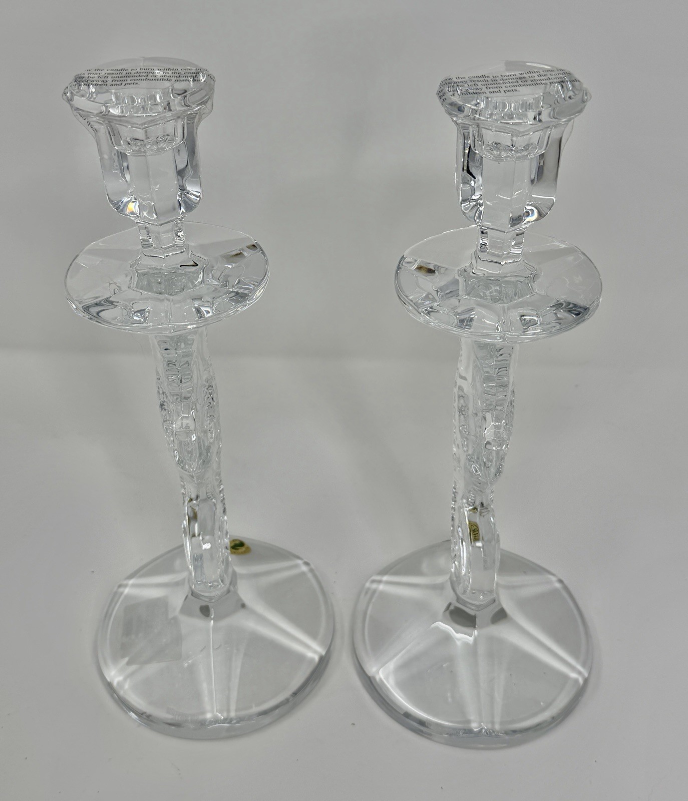 Waterford Crystal Seahorse 11 1/2 in. Candlestick Holders Pair Coastal Luxury