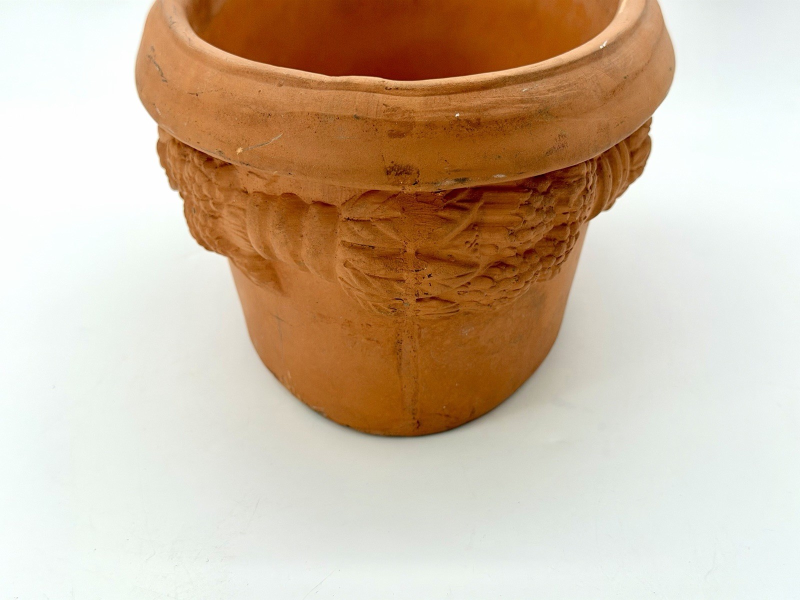 Italian Terracotta Grape Relief Oval Planter Large Made in Italy 12 in x 7 in
